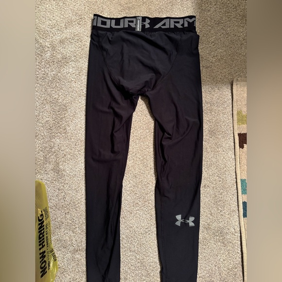 Under Armour Men's Soccer Black Compression Tights with Logo Waistband - Picture 5 of 6